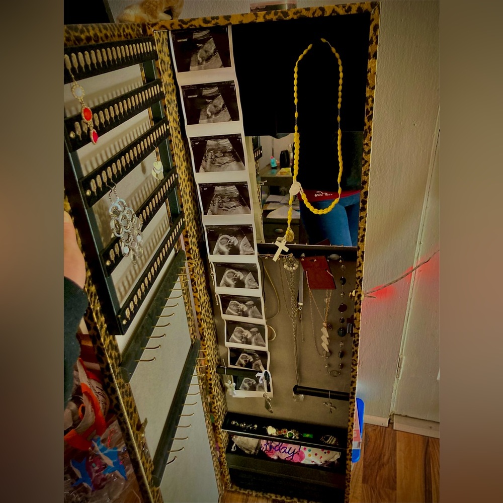 Full body hanging mirror/safe/jewelry organizer with key included